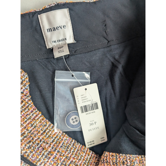 NWT Maeve The Colette Cropped Wide-Leg Pants Tweed Edition Sz 30P Pink #8E506 - Picture 9 of 12